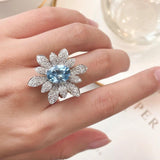 NEW VINTAGE FASHION RINGS - Oversized Luxury Aquamarine AAA+ Zircon Ring - The Jewellery Supermarket