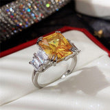 Excellent New Arrival Luxury Blue Yellow Color Rectangle AAA+ CZ Diamonds Fashion Rings - The Jewellery Supermarket