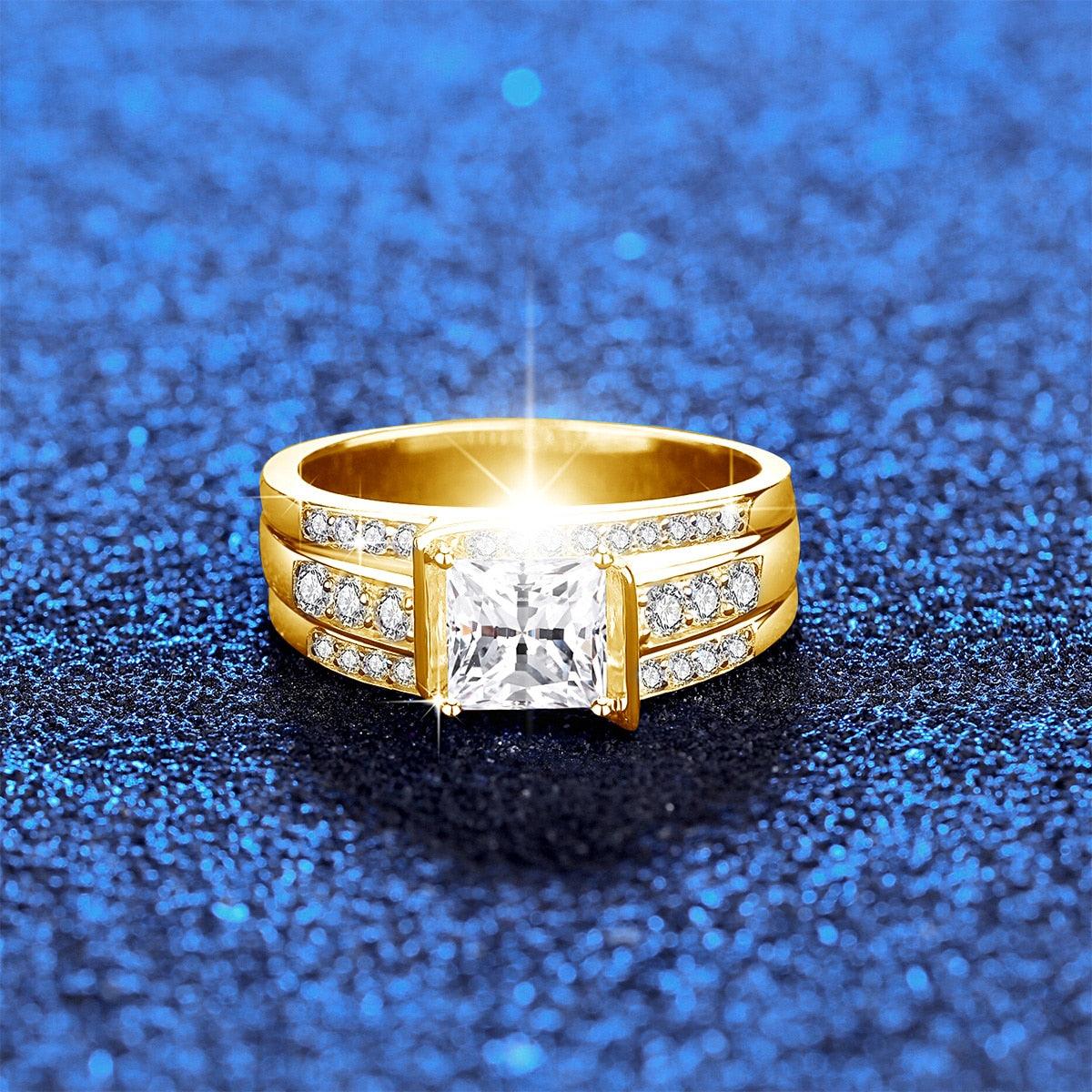 Outstanding Princess Cut 6*6mm High Quality Moissanite Diamonds Ring - 3pcs Fine Jewellery Rings Set - The Jewellery Supermarket