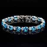 LOVELY Brilliant Light Blue AAA+ Cubic Zirconia Simulated Diamonds Fashion Tennis Bracelets - The Jewellery Supermarket