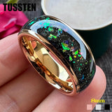 New Arrival 8MM Colorful Opal Fragments Inlay Domed Polished ShinyTungsten Carbide Ring for Men Women