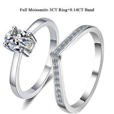 Stunning Oval 1,2,3K VVS1 High Quality Moissanite Diamonds Eternity Bridal Ring Set - Luxury Jewellery Set - The Jewellery Supermarket