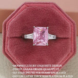 New Trendy Luxury Pink Color Princess Cut AAA+ Cubic Zirconia Diamonds Fashion Ring - The Jewellery Supermarket