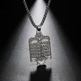 NEW Vintage Jewish Torah Scroll 10 Commandments Silver Color Pendant Necklace