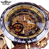 Top Brand Luxury Mechanical Sport Design Bezel Golden Automatic Skeleton Watch