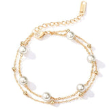 New Bohemia Gold Color Stainless Steel Cross Pearl Heart Charms Bracelet - The Jewellery Supermarket