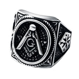 Stainless Steel Masonic Black Plating Mason Signet Rings For Men - The Jewellery Supermarket