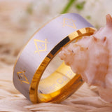 Gold Color Bevel Freemason Masonic Men's Comfort Tungsten Wedding Ring