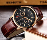 Great Gift Ideas for Men - Top Luxury Brand Leather Casual Quartz Military Sport Waterproof Watch - The Jewellery Supermarket