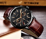 Great Gift Ideas for Men - Top Luxury Brand Leather Casual Quartz Military Sport Waterproof Watch - The Jewellery Supermarket