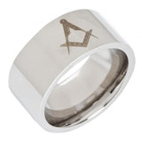 Best Gifts - Polished Pipe Men's Masonic Tungsten Wedding Ring