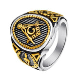 Stainless SteelGold Color Freemason Masonic Signet Rings - The Jewellery Supermarket