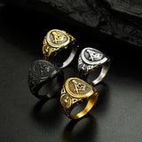 Stainless SteelGold Color Freemason Masonic Signet Rings - The Jewellery Supermarket