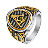 Stainless SteelGold Color Freemason Masonic Signet Rings - The Jewellery Supermarket