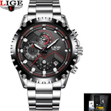 Great Gifts for Men - Top Luxury Brand Fashion Sport Waterproof Chronograph Stainless Steel Watch - The Jewellery Supermarket