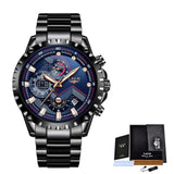 Great Gifts for Men - Top Luxury Brand Fashion Sport Waterproof Chronograph Stainless Steel Watch - The Jewellery Supermarket