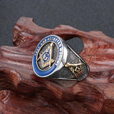 New 3 Colour Silver Blue Masonic Stainless Steel Signet Rings - The Jewellery Supermarket