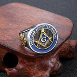 New 3 Colour Silver Blue Masonic Stainless Steel Signet Rings - The Jewellery Supermarket