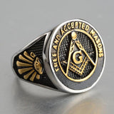 New 3 Colour Silver Blue Masonic Stainless Steel Signet Rings - The Jewellery Supermarket