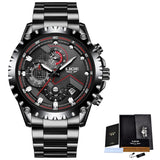 Great Gifts for Men - Top Luxury Brand Fashion Sport Waterproof Chronograph Stainless Steel Watch - The Jewellery Supermarket