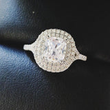 New arrival! Silver Cushion Cut AAA+ Cubic Zirconia Diamonds Engagement Wedding Ring - The Jewellery Supermarket