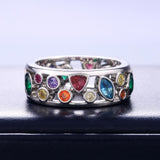 Fancy Stylish Colorful Women Hollow Out Geometric Stone Ring - The Jewellery Supermarket