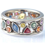 Fancy Stylish Colorful Women Hollow Out Geometric Stone Ring - The Jewellery Supermarket