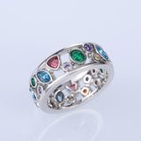 Fancy Stylish Colorful Women Hollow Out Geometric Stone Ring - The Jewellery Supermarket