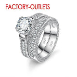 Romantic Silver Colour AAA+ Cubic Zirconia Diamonds Prong Setting Wedding Ring