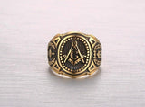 Hot Vintage 316L Stainless Steel Gold Colour Men Retro Masonic Ring - The Jewellery Supermarket