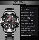 Great Gifts for Men - Top Luxury Brand Fashion Sport Waterproof Chronograph Stainless Steel Watch - The Jewellery Supermarket