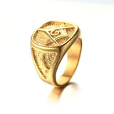 Best Gifts - Gold Colour 316L Stainless Steel Masonic Ring - The Jewellery Supermarket