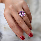 Luxury Square Pink Yellow White High Quality Asscher Cut Simulated Lab Diamond Wedding Rings - The Jewellery Supermarket