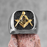 Retro Freemason Symbol Simple Charm Stainless Steel Men's Rings