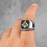 Retro Freemason Symbol Simple Charm Stainless Steel Men's Rings - The Jewellery Supermarket