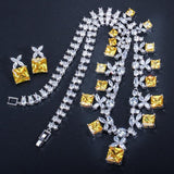 Gorgeous Princess Cut Yellow Simulated Diamonds Jewelry Set