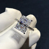 Luxury Radiant Cut 4ct Simulated Diamond Fine Jewelry Ring