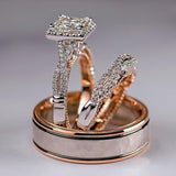 Luxury Princess Cut ♥︎ High Quality AAA+ Cubic Zirconia Diamonds ♥︎ Bridal Marriage 3Pc/Set Rings - The Jewellery Supermarket