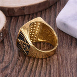 Red Retro Gold Colour Stainless Steel Big Masonic Rings For Men - The Jewellery Supermarket