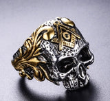 Popular Classic Freemason Long Hair Skull Rider Jewellery Ring - The Jewellery Supermarket