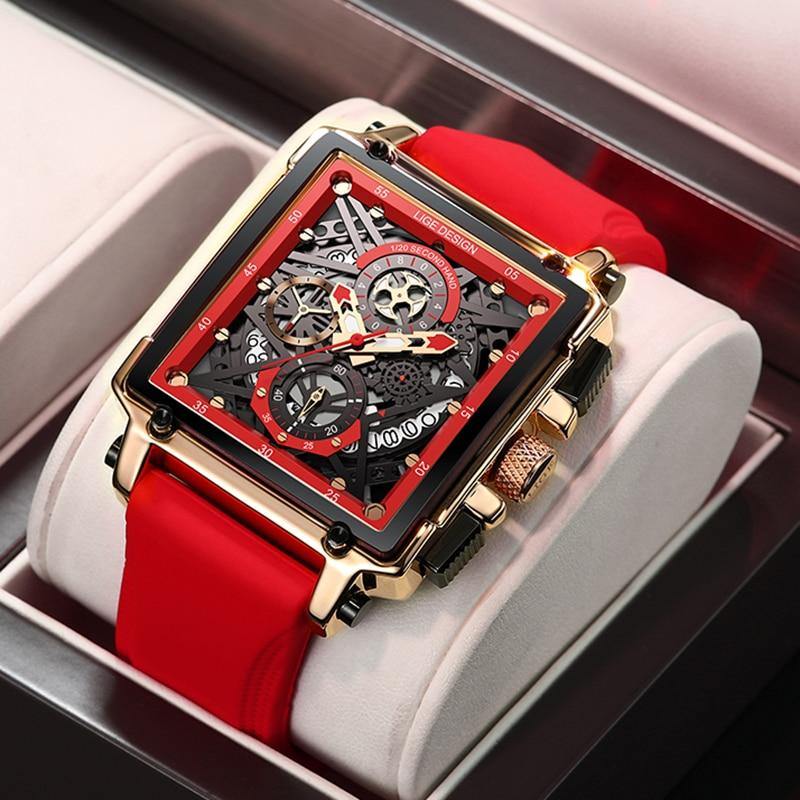 Great Gifts for Men - Top Brand Luxury Hollow Design Waterproof Quartz Square Watch For Men - The Jewellery Supermarket