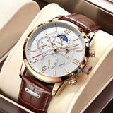 Great Gifts for Men - Top Brand Luxury 24Hour Moon Phase Sport Waterproof Quartz Watch - The Jewellery Supermarket