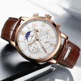 Great Gifts for Men - Top Brand Luxury 24Hour Moon Phase Sport Waterproof Quartz Watch - The Jewellery Supermarket