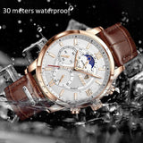 Great Gifts for Men - Top Brand Luxury 24Hour Moon Phase Sport Waterproof Quartz Watch - The Jewellery Supermarket