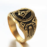 New Arrival Gold Tone 316L Stainless Steel Masonic Ring - The Jewellery Supermarket