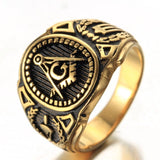 New Arrival Gold Tone 316L Stainless Steel Masonic Ring - The Jewellery Supermarket