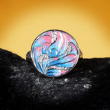 New 2022 - Handmade Unique 925 Silver Painted Enamel Flower Ring - The Jewellery Supermarket