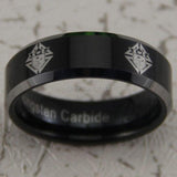 Black Silver Bevel Knight of Columbus Mason Men's Tungsten Wedding Ring