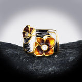 Great Gift Ideas - New Style Handmade Enamel Inlaid Flower AAA+ Zircon Elegant Ring - The Jewellery Supermarket