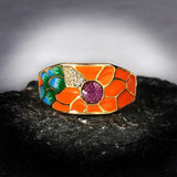 New 2022 - Handmade 925 Silver Exquisite Enamel epoxy Golden Sunflower Zircon ring - The Jewellery Supermarket